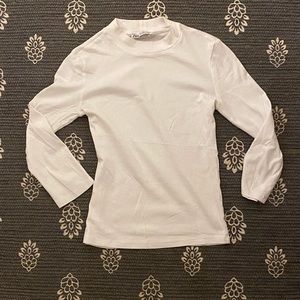 Plain Zara Quarter Sleeve Mock Neck Shirt in White